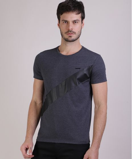 Camiseta-Masculina-com-Recorte-Manga-Curta-Gola-Careca-Cinza-Mescla-Escuro-9944373-Cinza_Mescla_Escuro_1