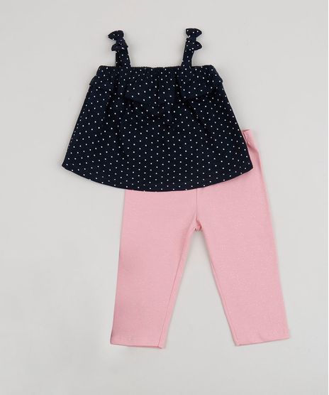 Conjunto-Infantil-de-Regata-Estampada-de-Poa-Azul-Marinho---Calca-Legging-com-Glitter-Rosa-9891689-Rosa_1