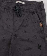 Bermuda-de-Sarja-Infantil-Slim-Estampada-de-Folhagens-com-Caveiras-Chumbo-9944594-Chumbo_3