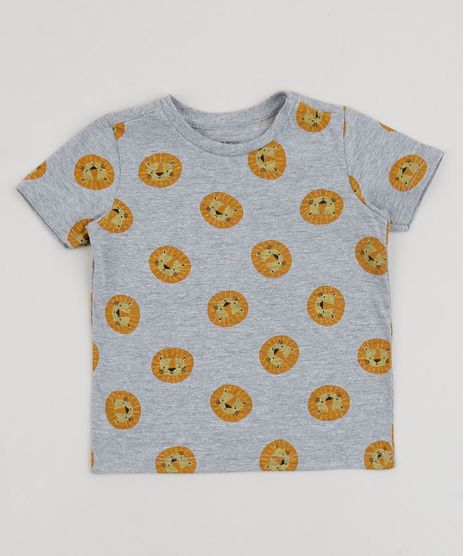 Camiseta-Infantil-Estampada-de-Leaozinho-Manga-Curta-Gola-Careca-Cinza-Mescla-9952867-Cinza_Mescla_1