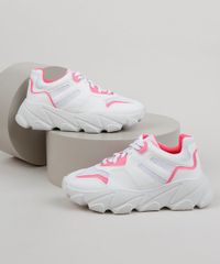 Tenis-Feminino-Oneself-Sneaker-Chunky-com-Recortes-em-Neon-Branco-9955262-Branco_1