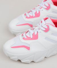 Tenis-Feminino-Oneself-Sneaker-Chunky-com-Recortes-em-Neon-Branco-9955262-Branco_3
