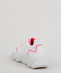 Tenis-Feminino-Oneself-Sneaker-Chunky-com-Recortes-em-Neon-Branco-9955262-Branco_4