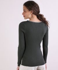 Sueter-Feminino-Basico-em-Trico-Decote-V-Verde-Escuro-9793289-Verde_Escuro_2