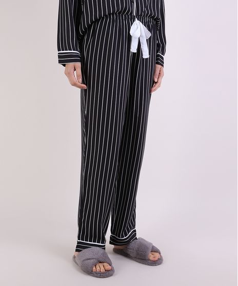 Calca-de-Pijama-Feminina-Reta-Listrada-com-Cordao-Preta-9952283-Preto_1_1