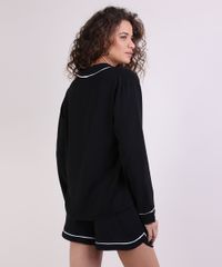 Camisa-de-Pijama-Feminina-com-Vivo-Contrastante-Manga-Longa-Preta-9954382-Preto_2