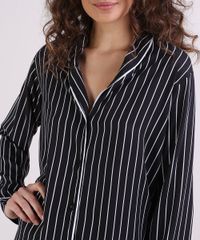 Camisa-de-Pijama-Feminina-Listrada-com-Vivo-Contrastante-Manga-Longa-Preta-9954382-Preto_2_4