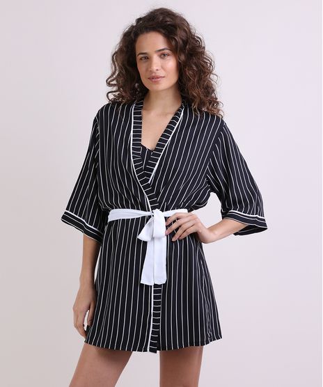 Robe-Feminino-Listrado-Manga-3-4-Preto-9954383-Preto_2_1