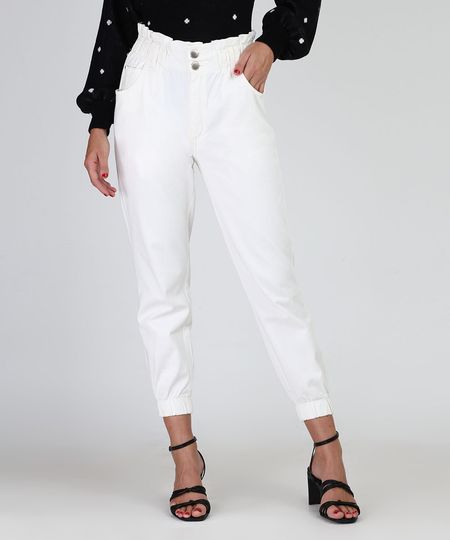 calça de sarja feminina com elastico na cintura