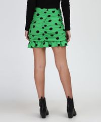 Saia-Feminina-Curta-Estampada-de-Poa-com-Franzido-Verde-Claro-9955710-Verde_Claro_2