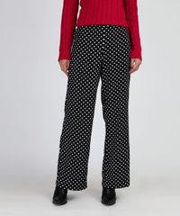 Calca-Feminina-Pantalona-Cintura-Alta-Estampada-de-Poas-Preta-9955718-Preto_1