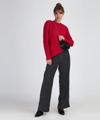 Calca-Feminina-Pantalona-Cintura-Alta-Estampada-de-Poas-Preta-9955718-Preto_3