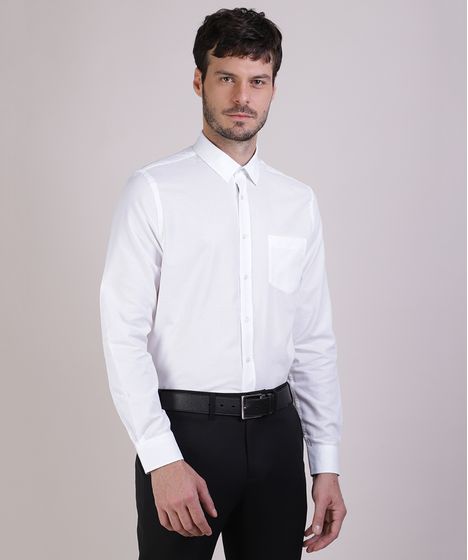 camisa branca social masculina manga longa