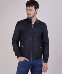 Jaqueta-Masculina-em-Suede-com-Bolsos-Gola-Alta-Azul-Escuro-9782642-Azul_Escuro_1