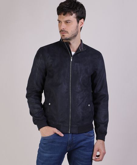 Jaqueta-Masculina-em-Suede-com-Bolsos-Gola-Alta-Azul-Escuro-9782642-Azul_Escuro_1 Jaqueta-Masculina-em-Suede-com-Bolsos-Gola-Alta-Azul-Escuro-9782642-Azul_Escuro_1