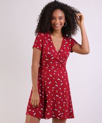 Vestido-Feminino-Curto-Transpassado-Estampado-Floral-Manga-Curta-Vermelho-9941711-Vermelho_1