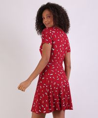 Vestido-Feminino-Curto-Transpassado-Estampado-Floral-Manga-Curta-Vermelho-9941711-Vermelho_2