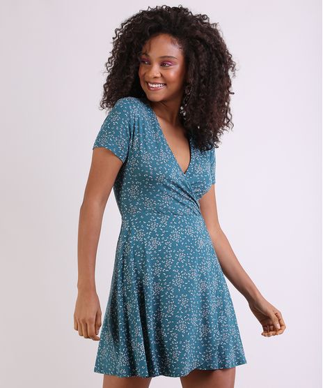 Vestido-Feminino-Estampada-Floral-Manga-Curta-Verde-9941712-Verde_1