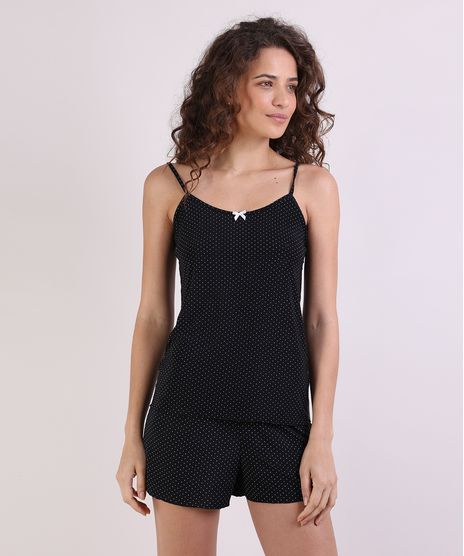 Short-Doll-Feminino-Estampado-de-Poa-Preto-9846552-Preto_1