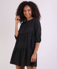 Vestido-Feminino-Curto-Poa-Manga-3-4-Preto-9948716-Preto_1