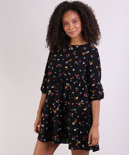 Vestido-Feminino-Curto-Floral-Manga-3-4-Preto-9948717-Preto_1 Vestido-Feminino-Curto-Floral-Manga-3-4-Preto-9948717-Preto_1