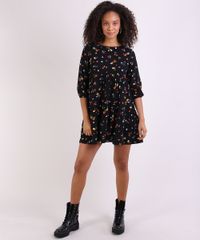 Vestido-Feminino-Curto-Floral-Manga-3-4-Preto-9948717-Preto_3 Vestido-Feminino-Curto-Floral-Manga-3-4-Preto-9948717-Preto_3