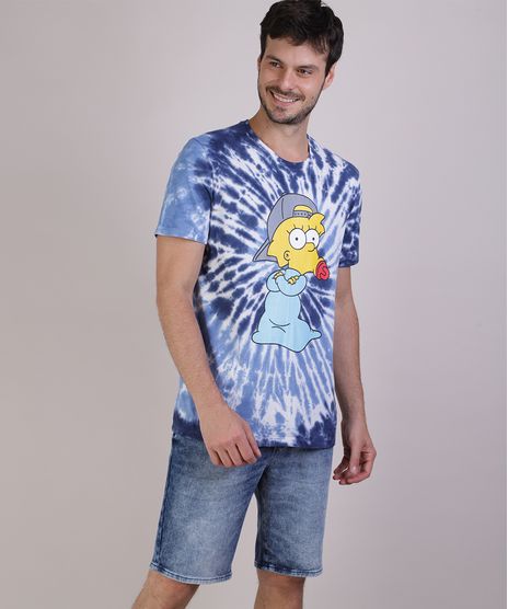 Camiseta-Masculina-Maggie-Simpson-Estampada-Tie-Dye-Manga-Curta-Azul-Escuro-9951651-Azul_Escuro_1