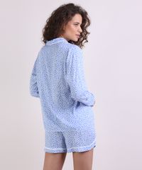 Camisa-de-Pijama-Feminina-Estampada-de-Poa-com-Vivo-Contrastante-Manga-Longa-Azul-Claro-9954382-Azul_Claro_2
