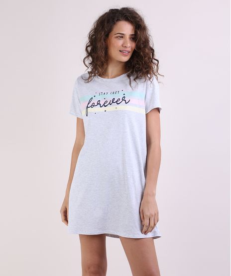 Camisola--Stay-Cozy-Forever--Manga-Curta-Decote-Redondo-Cinza-Mescla-9946683-Cinza_Mescla_1