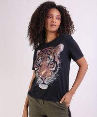 Blusa-Feminina-Tigre-Manga-Curta-Decote-Redondo--Preto-9948185-Preto_1