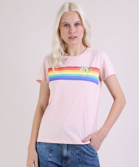 Blusa-Feminina-Bob-Esponja-Arco-Iris-Manga-Curta-Decote-Redondo-Rosa-Claro-9954137-Rosa_Claro_1