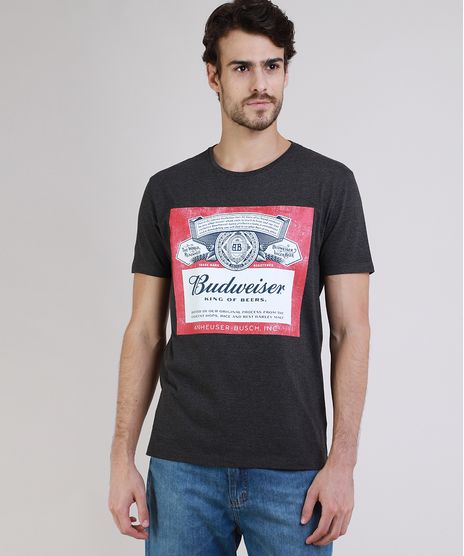 Camiseta-Masculina-Budweiser-Manga-Curta-Gola-Careca-Cinza-Mescla-Escuro-9734784-Cinza_Mescla_Escuro_1