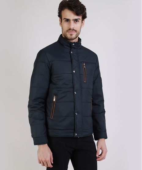Jaqueta-Puffer-de-Nylon-Masculina-com-Bolsos-Preta-9783097-Preto_1