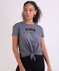 Blusa-Feminina-Playstation--Player--com-No-Manga-Curta-Chumbo-9949165-Chumbo_1