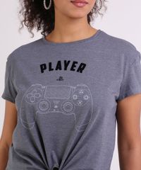 Blusa-Feminina-Playstation--Player--com-No-Manga-Curta-Chumbo-9949165-Chumbo_4
