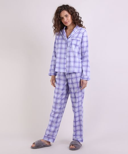 Pijama-Feminino-Estampado-Xadrez-Manga-Longa-Azul-9952278-Azul_1 Pijama-Feminino-Estampado-Xadrez-Manga-Longa-Azul-9952278-Azul_1