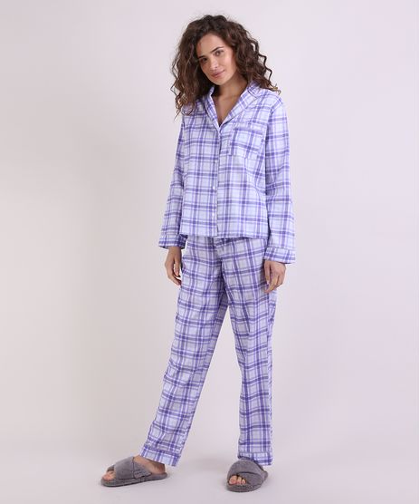 Pijama-Feminino-Estampado-Xadrez-Manga-Longa-Azul-9952278-Azul_1