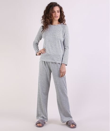 Pijama-Feminino-Listrado-Manga-Longa-Cinza-Mescla-Escuro-9953278-Cinza_Mescla_Escuro_1