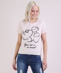 Blusa-Feminina-Canelada-Minnie-Mouse-Manga-Curta-Decote-Redondo-Rosa-Claro-9953448-Rosa_Claro_1