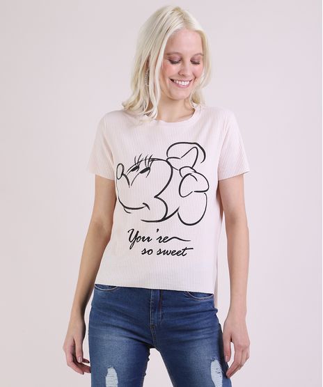 Blusa-Feminina-Canelada-Minnie-Mouse-Manga-Curta-Decote-Redondo-Rosa-Claro-9953448-Rosa_Claro_1