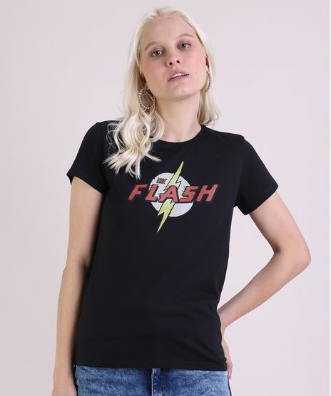 Blusa-Feminina-The-Flash-Manga-Curta-Decote-Redondo-Preta-9953758-Preto_1
