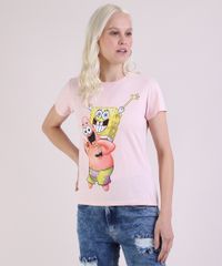 Blusa-Feminina-Bob-Esponja-Manga-Curta-Decote-Redondo-Rosa-Claro-9954138-Rosa_Claro_1