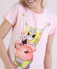 Blusa-Feminina-Bob-Esponja-Manga-Curta-Decote-Redondo-Rosa-Claro-9954138-Rosa_Claro_4