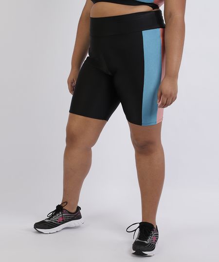 Bermuda-Feminina-Plus-Size-Ciclista-com-Recortes-Cintura-Alta--Preta-9956122-Preto_1
