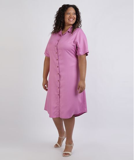 Vestido-Chemise-Plus-Size-Midi-Manga-Curta-com-Botoes-Rosa-9957741-Rosa_1