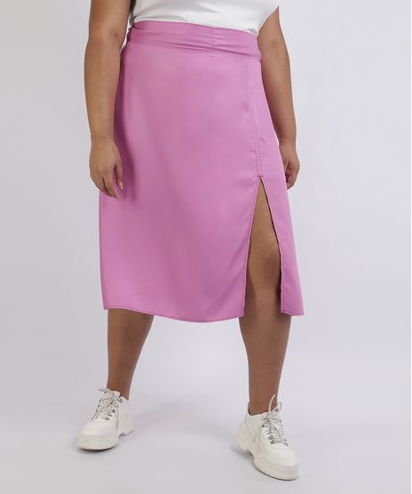 Saia-Feminina-Plus-Size-Midi-com-Fenda-Rosa-9957743-Rosa_1