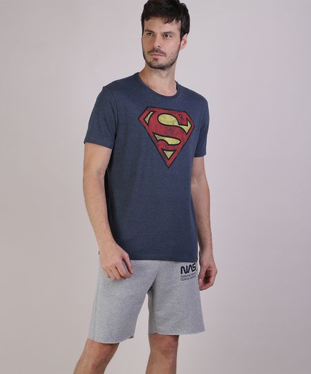 Camiseta-Masculina-Super-Homem-Manga-Curta-Gola-Careca-Cinza-Mescla-Escuro-9719810-Cinza_Mescla_Escuro_1