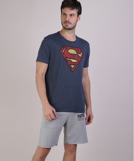 Camiseta-Masculina-Super-Homem-Manga-Curta-Gola-Careca-Cinza-Mescla-Escuro-9719810-Cinza_Mescla_Escuro_1