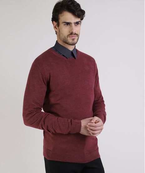 Sueter-Masculino-em-Trico-Manga-Longa-Gola-Careca-Vinho-9786700-Vinho_1