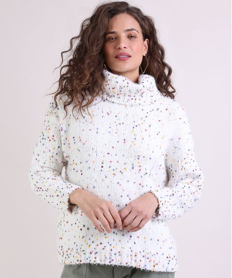 Sueter-de-Trico-Feminino-Estampado-de-Poa-Gola-Alta-Off-White-9799602-Off_White_1